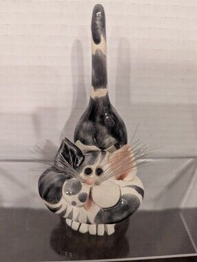 Vintage 2003 Signed Sherri Pence "Pence Pets" Ceramic Cat Card Holder?